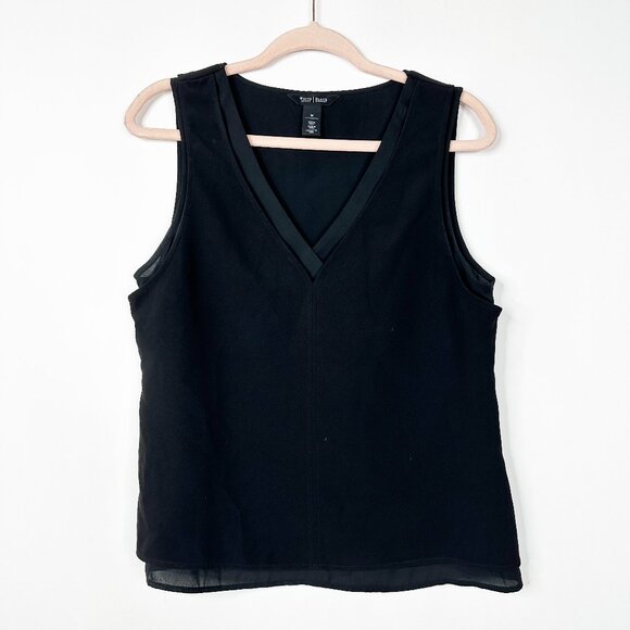 2/$30 White House Black Market V-Neck Lined Sleeveless Shell Black #A0053 - Picture 3 of 9